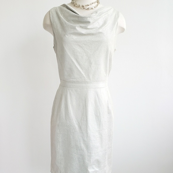 Cache Dresses & Skirts - Cache 100% Genuine Leather Silver Metallic Dress